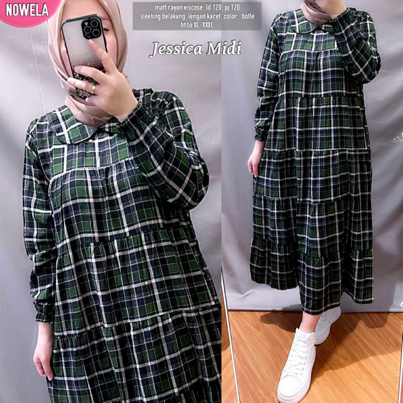 Jessica Midi Dress/Gamis/ Baju Muslim/Baju Wanita