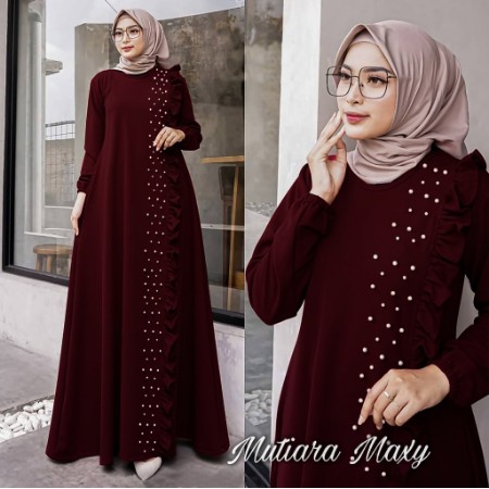 DRESS KONDANGAN MUSLIM WANITA GAMIS MODERN KEKINIAN BAJU PESTA TILE MUTIARA