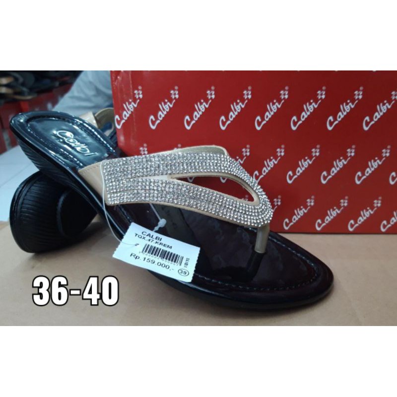 Sandal Calbi TQX47 Krem Jingga Hitam