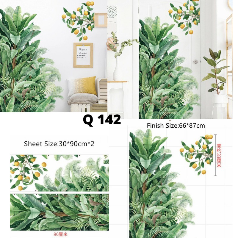 WALLSTIKER WALLSTIKER WALL STICKER STIKER PAPER WALLPAPER DINDING D3 MOTIF TANAMAN HIJAU DAUN POHON KAKTUS MONSTERA DEKORASI CAFE RUMAH PINTU JENDELA CERMIN KACA HIASAN KERAMIK KAMAR MANDI TOILET ANTI AIR WATERPROOF TEGEL KOMPOR KULKAS DAPUR 3D AESTHENTIC-Q142
