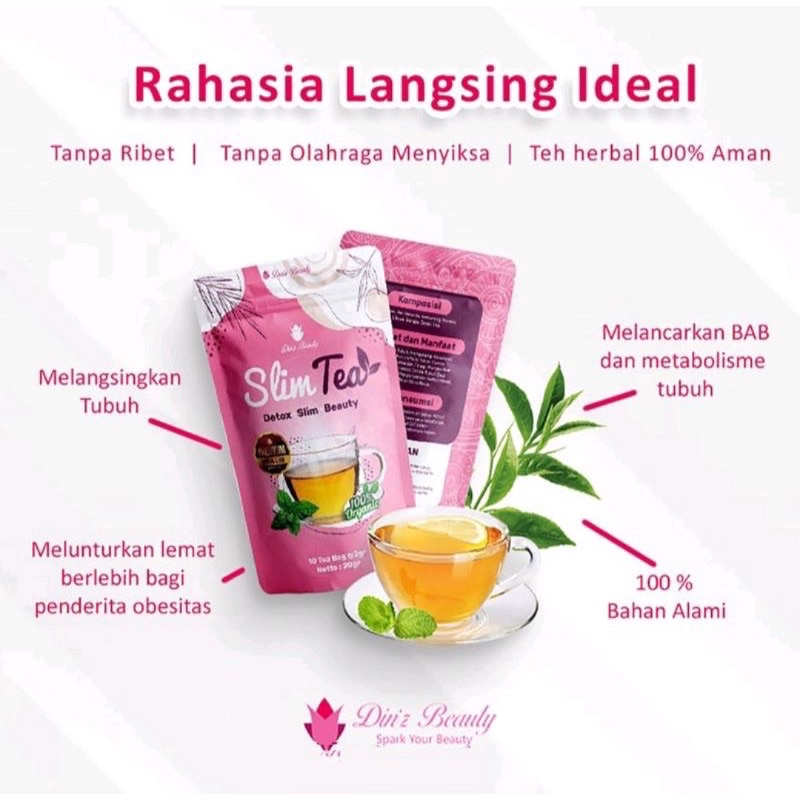 [READY] SLIM TEA DINZ BEAUTY TEH HERBAL DAN PELUNTUR LEMAK