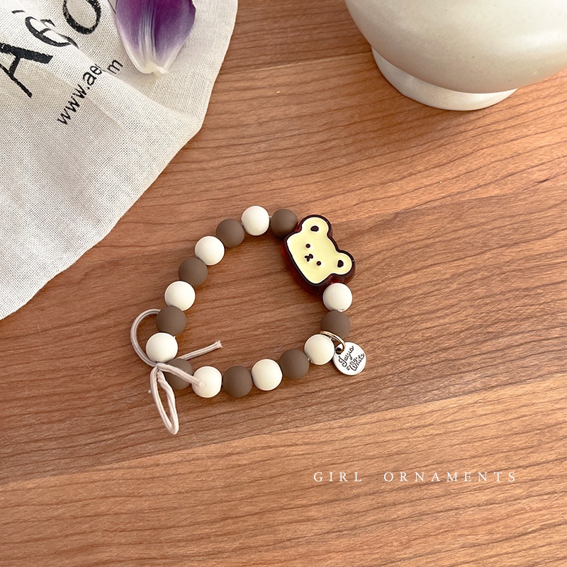 2022 Ikat Rambut Tali Elastis Hias Manik + Beruang Gaya Korea