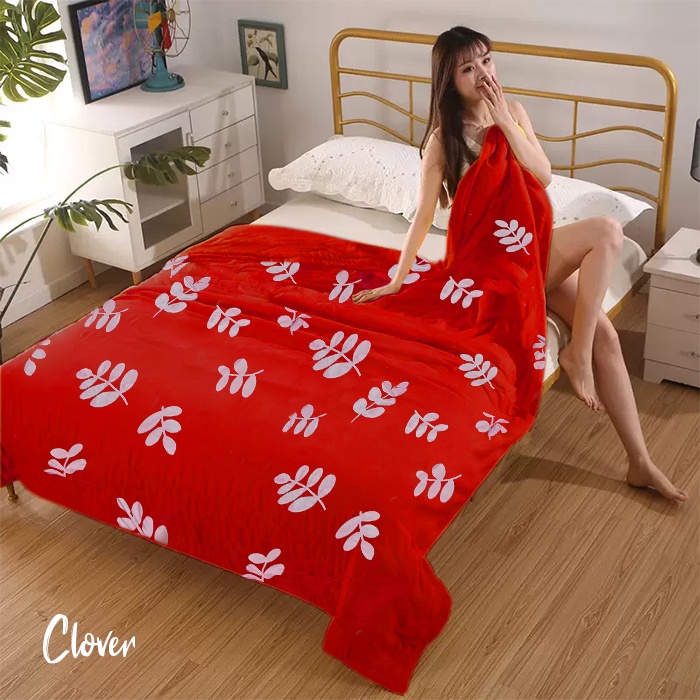 COD - Selimut Bulu Halus Ukuran  175x125cm Motif Dewasa-Clover