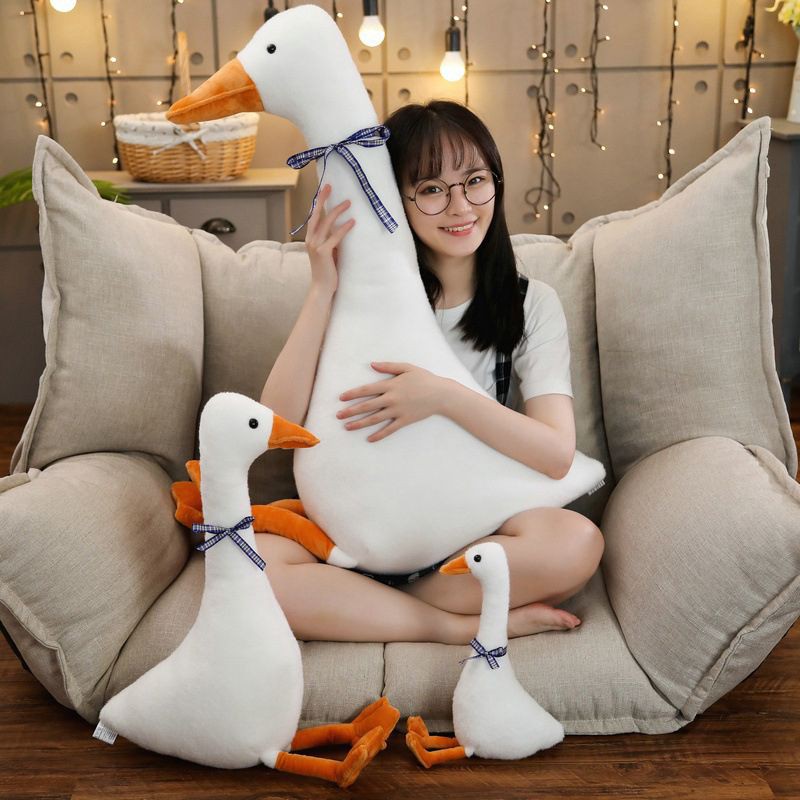 60cm Mainan White Goose Pillow Plush Toy Cute Sleeping Pillow Stuffed Doll Funny Sweet Gift Boneka