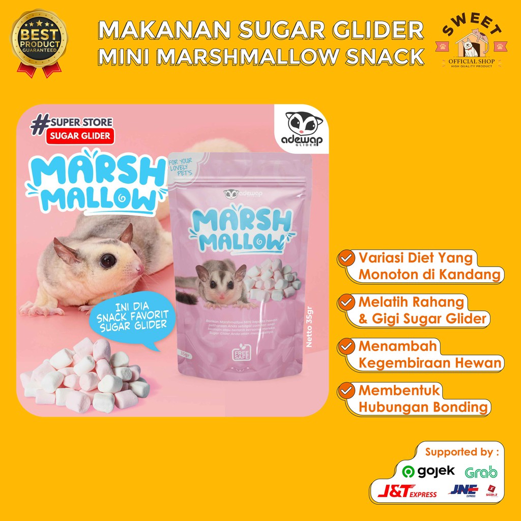 MAKANAN SUGAR GLIDER MINI MARSHMALLOW - MINI MARSHMALLOW SNACK BONDING SUGAR GLIDER