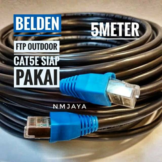 Belden Kabel Lan Outdoor 5 meter STP CAT5e dicrimping rj45 STP Cat5e Belden Tipe 50105F Warna Hitam