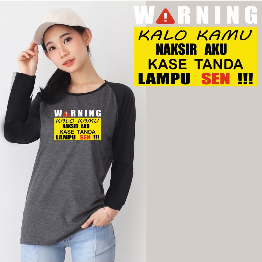 Kaos Raglan Abu Tua Lengan Panjang Gambar &quot;Naksir&quot;