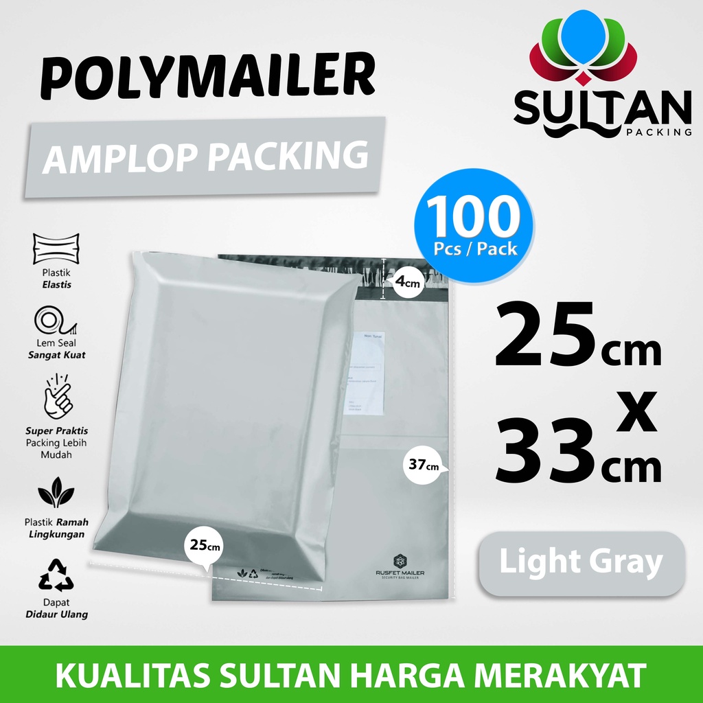 

Polymailer Amplop Packing 25cm x 33cm Light Grey Rusfet Premium PACK