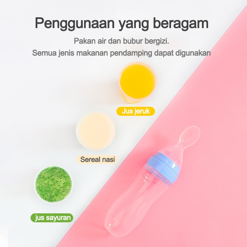 Silicone Sendok Makan Bayi/Sendok Makan Bayi Botol Dot SIlikon Praktis Silicone Baby Spoon Dispenser/90ml Sendok Silikon Bayi  L50