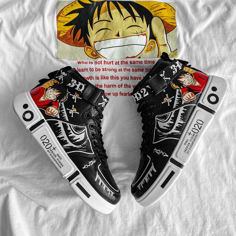 Murah Monkey D Luffy Sepatu Pria Boots Tinggi Anime One Piece Sport Klasik Keren Lentur Kekinian Ringan Sekolah 164