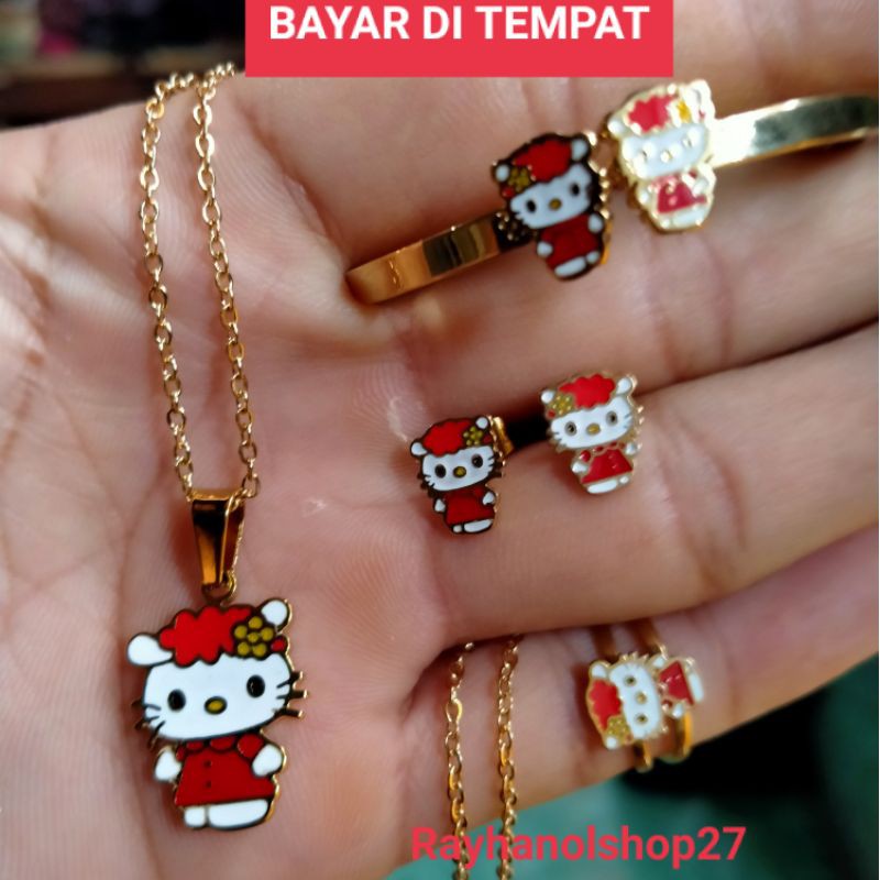 SET ANAK TITANIUM ANTI KARAT LAPIS EMAS 24 K