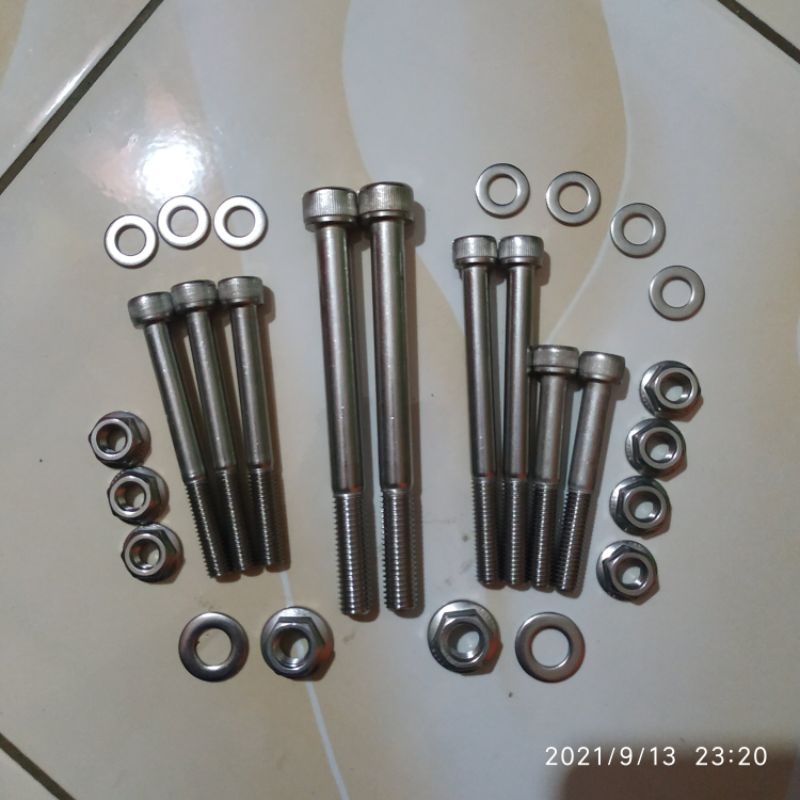 Baut Pangkon Mesin Tiger Fullset Stainless Asli