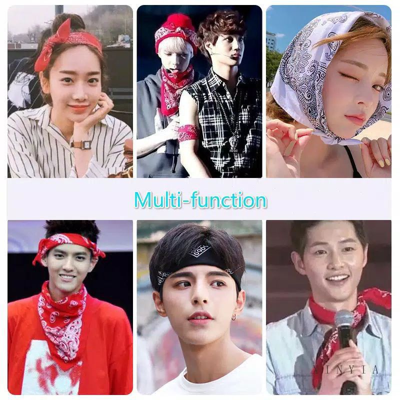 [COD]Korean Fashion Bando Bandana Kain Headband Bandana Masker Dewasa Motif