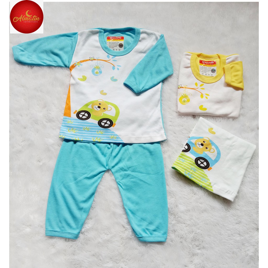 Setelan Baju Panjang Bayi Motif Mobil / Grosir 3 Stel Setelan Baju Bayi Panjang Piyama / Harga 3Stel