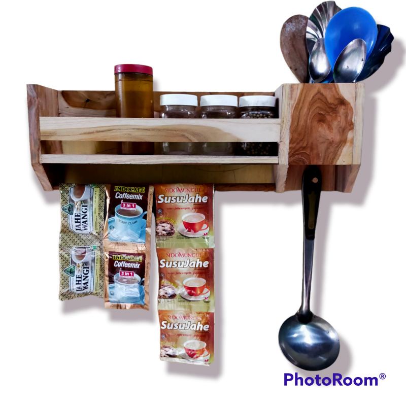 RAK BUMBU KAYU JATI / RAK BUMBU DAPUR GANTUNG