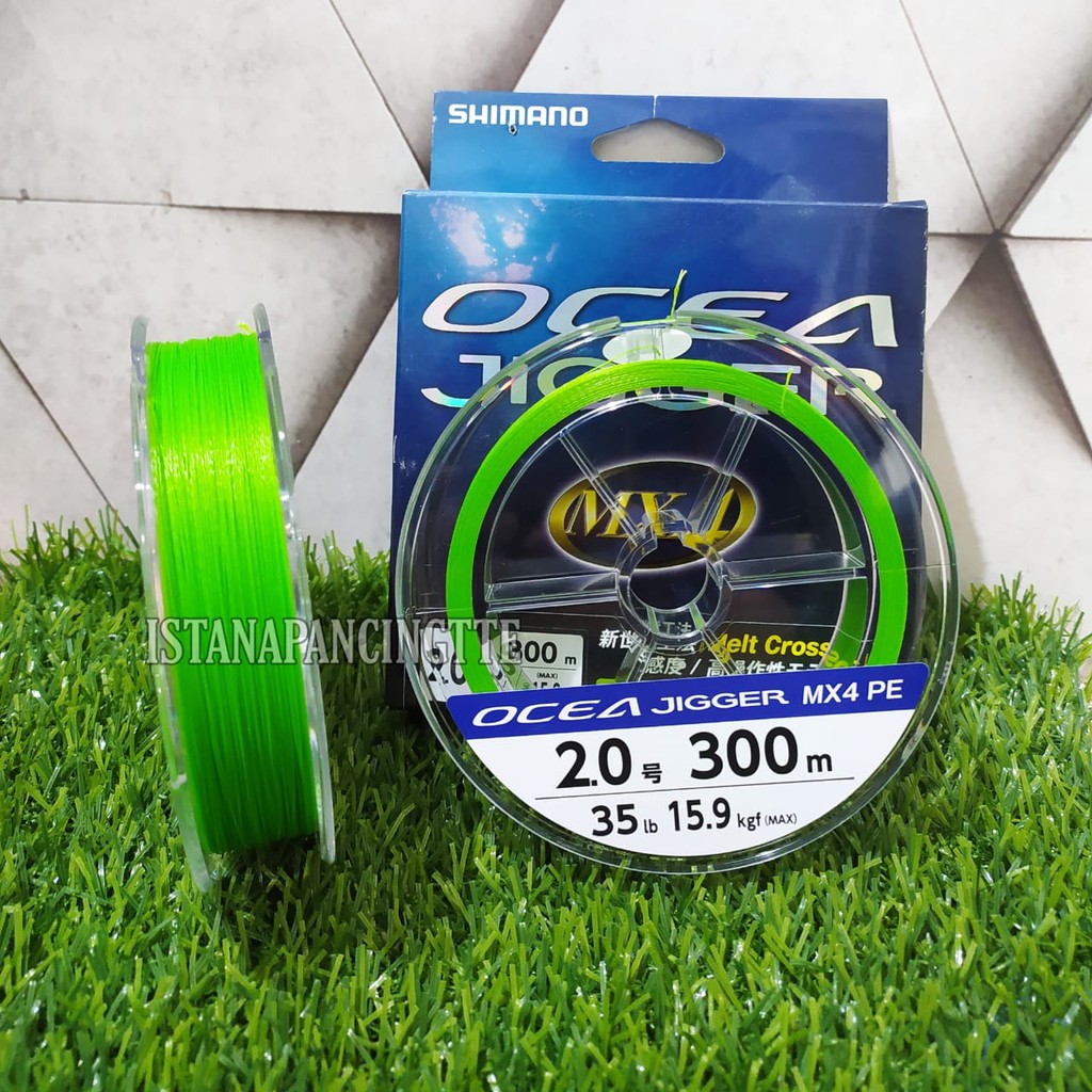 SENAR PE SHIMANO OCEA JIGGER MX4 300M ( MELT CROSS) LIME GREEN / NILON PE BRAID SHIMANO ORIGINAL
