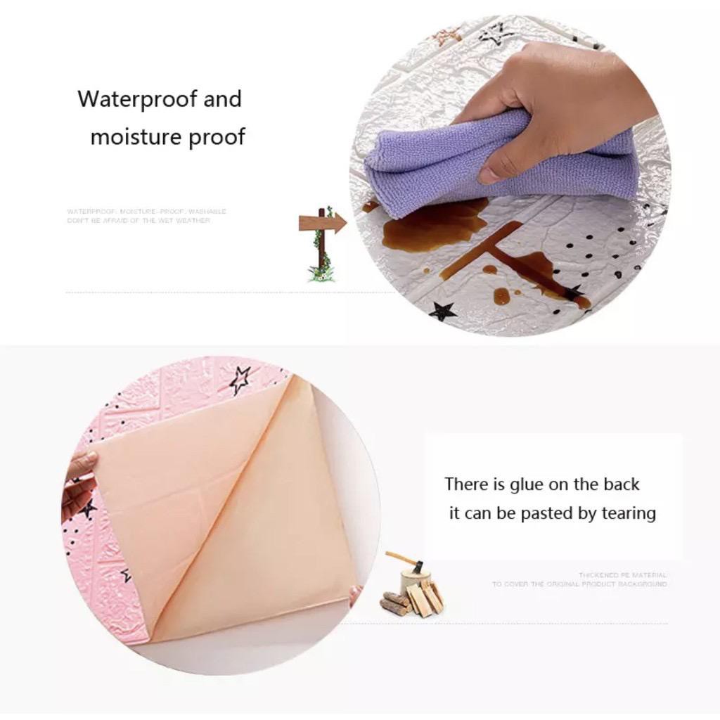 KB-C55-58 Wallpaper Dinding 3D Wall Sticker Foam Batu Bata Walpaper Dinding Murah WallSticker Kayu-4