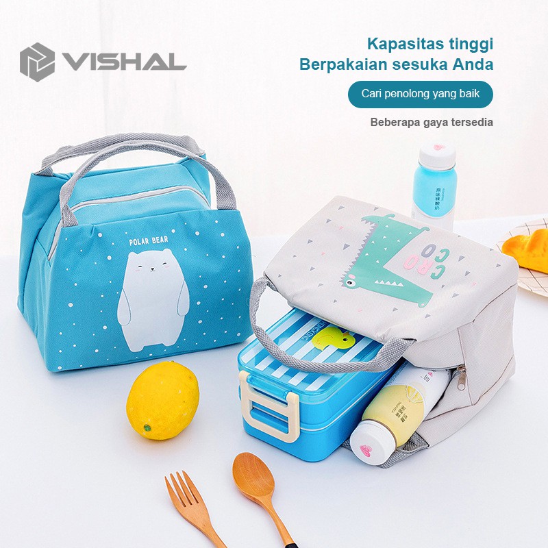 VISHAL Lunch Cooler Bag Tas Bekal KarakterSalur Makanan Aluminium Kotak Makan Import / VS-6