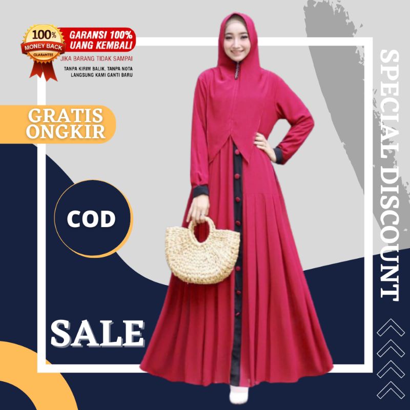 Gamis syar i asdf set khimar baju syari remaja dewasa azzahra dress mewah cantik modern kekinian ter