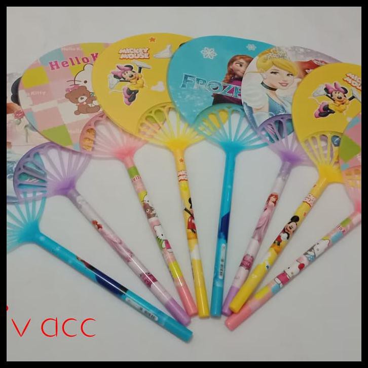 Kualitas Terbaik Pulpen Kipas Karakter Disney Hellokitty Mickey Frozen Cinderella