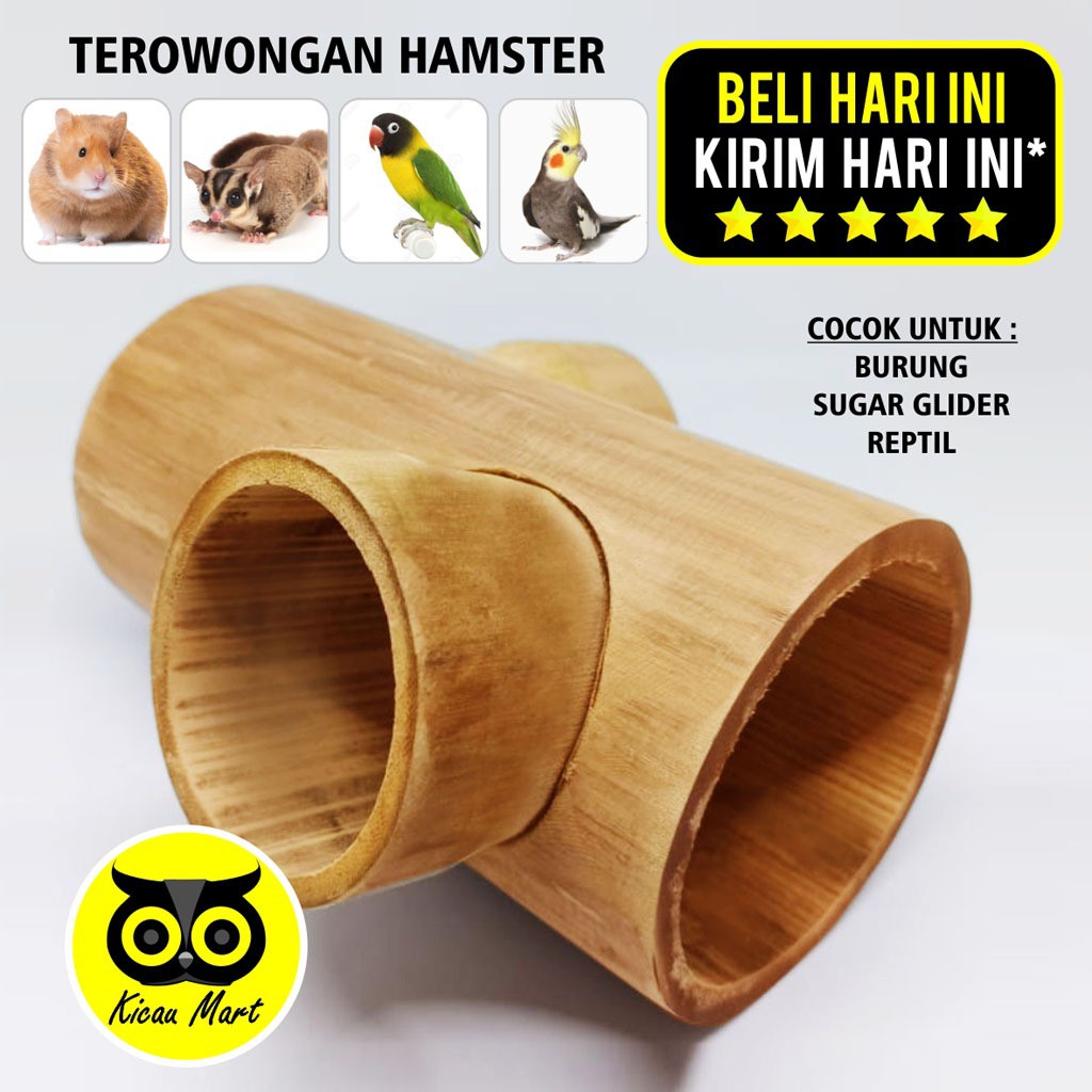 TEROWONGAN HAMSTER BAMBU MAINAN HAMSTER MAINAN BURUNG SUGAR GLIDER LANDAK MINI REPTIL ULAR TRWBJL