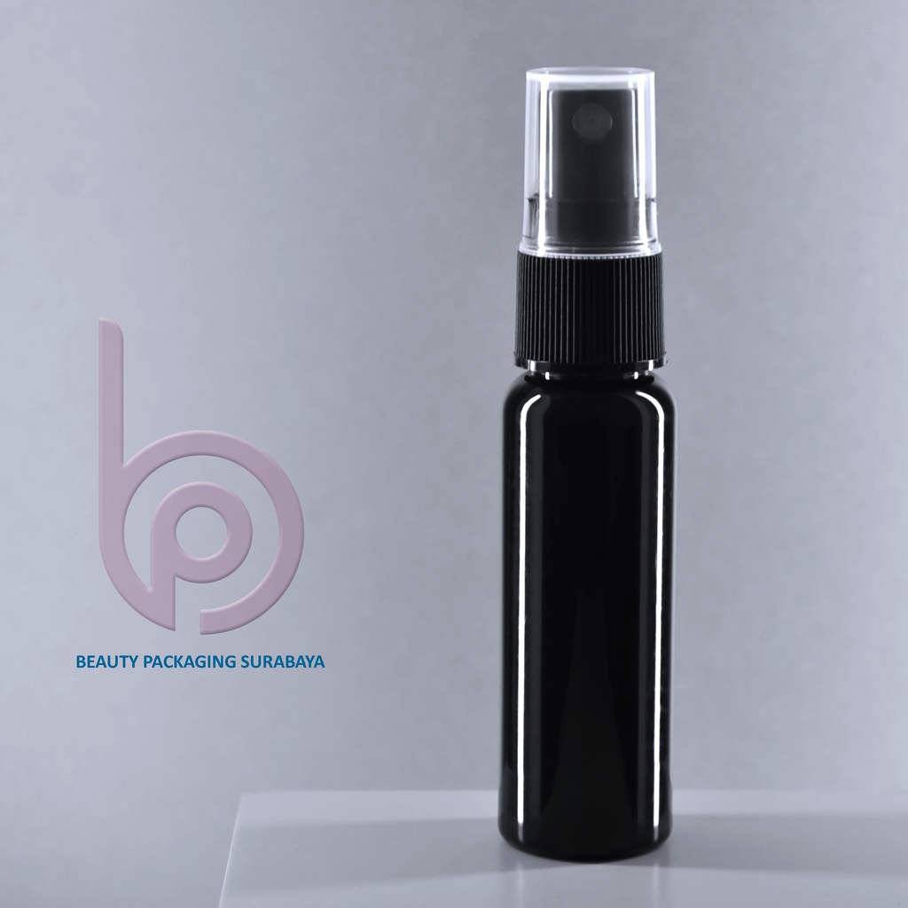 Botol Plastik PET 27ml BR Hitam Tutup Spray