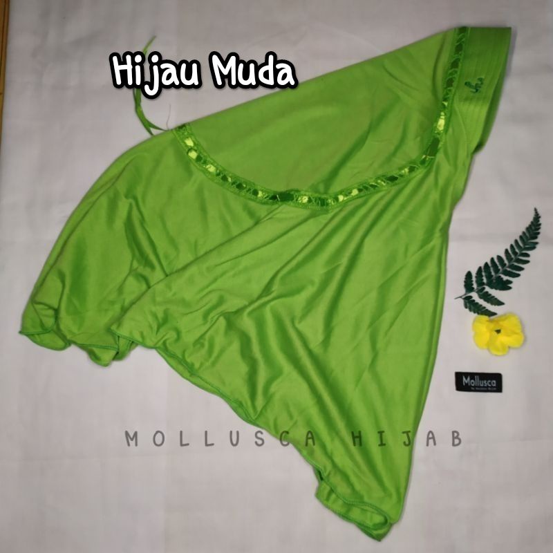 mollusca jilbab kerudung hijab bergo anak sekolah tk sd paud smp sma dewasa warna hijau muda hijau d