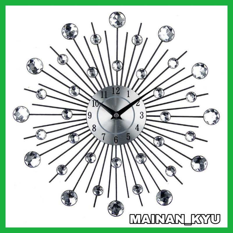 (MAINANKYU) sell Jam Dinding 3D Quartz Creative Design Model Luxury Diamond - T6807 - Silver