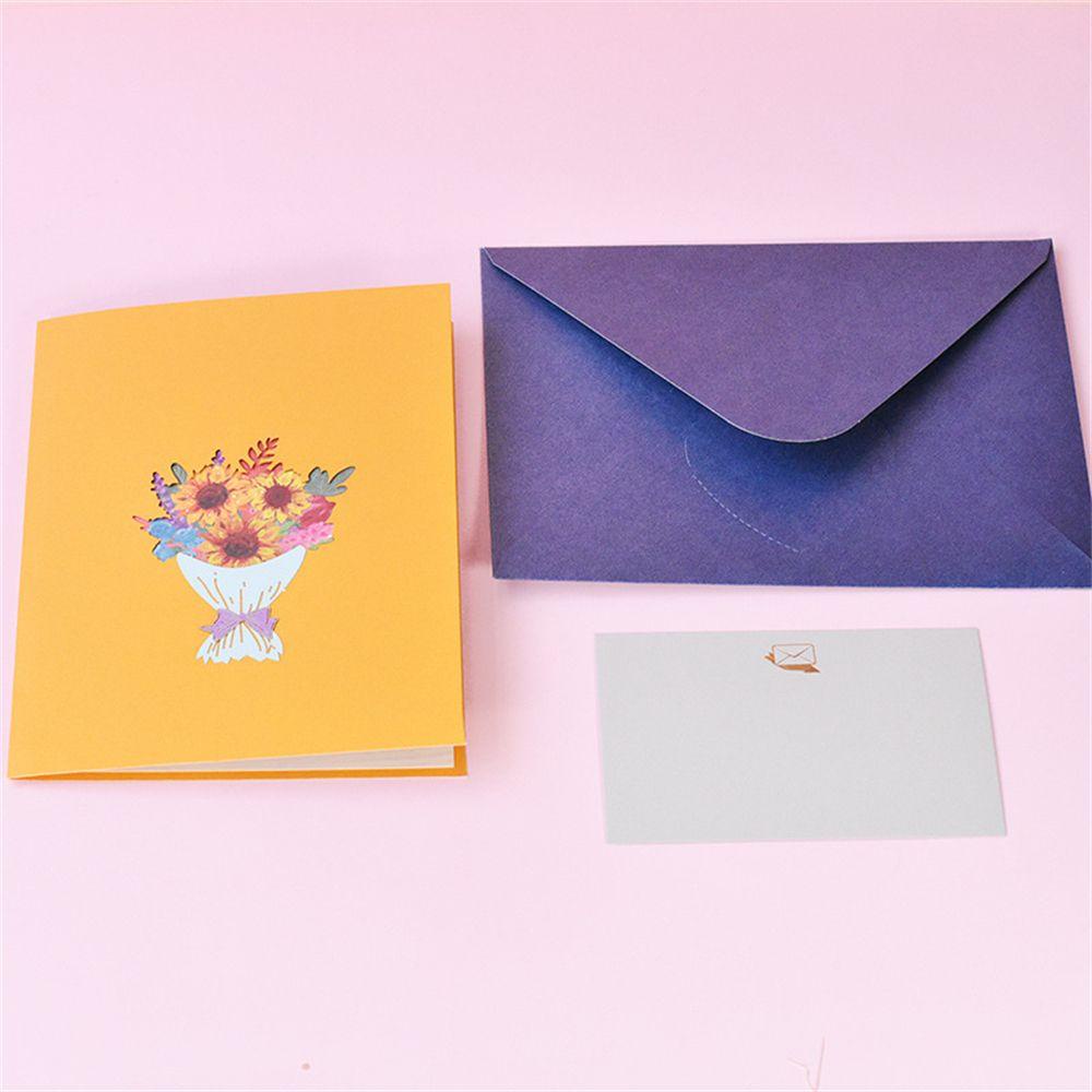 Solighter Kartu Ucapan Hari Ibu Handmade card Color printing Flowers blessing card Mother's Day Now 3D Tiga Dimensi Dengan Amplop Greeting Gift card