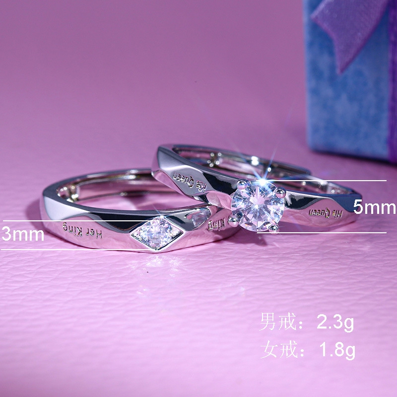 Cincin Lapis Silver S925 Dapat Disesuaikan Gaya Korea Untuk Pasangan