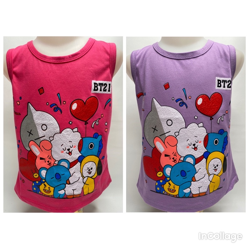 Singlet anak perempuan-singlet BT21 1-10 tahun