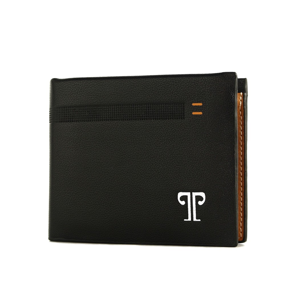 TOKOKOE - Dompet Pria Bahan Kulit Vegan Original model Lipat dengan Kotak Original - Troy - Pold-Hitam