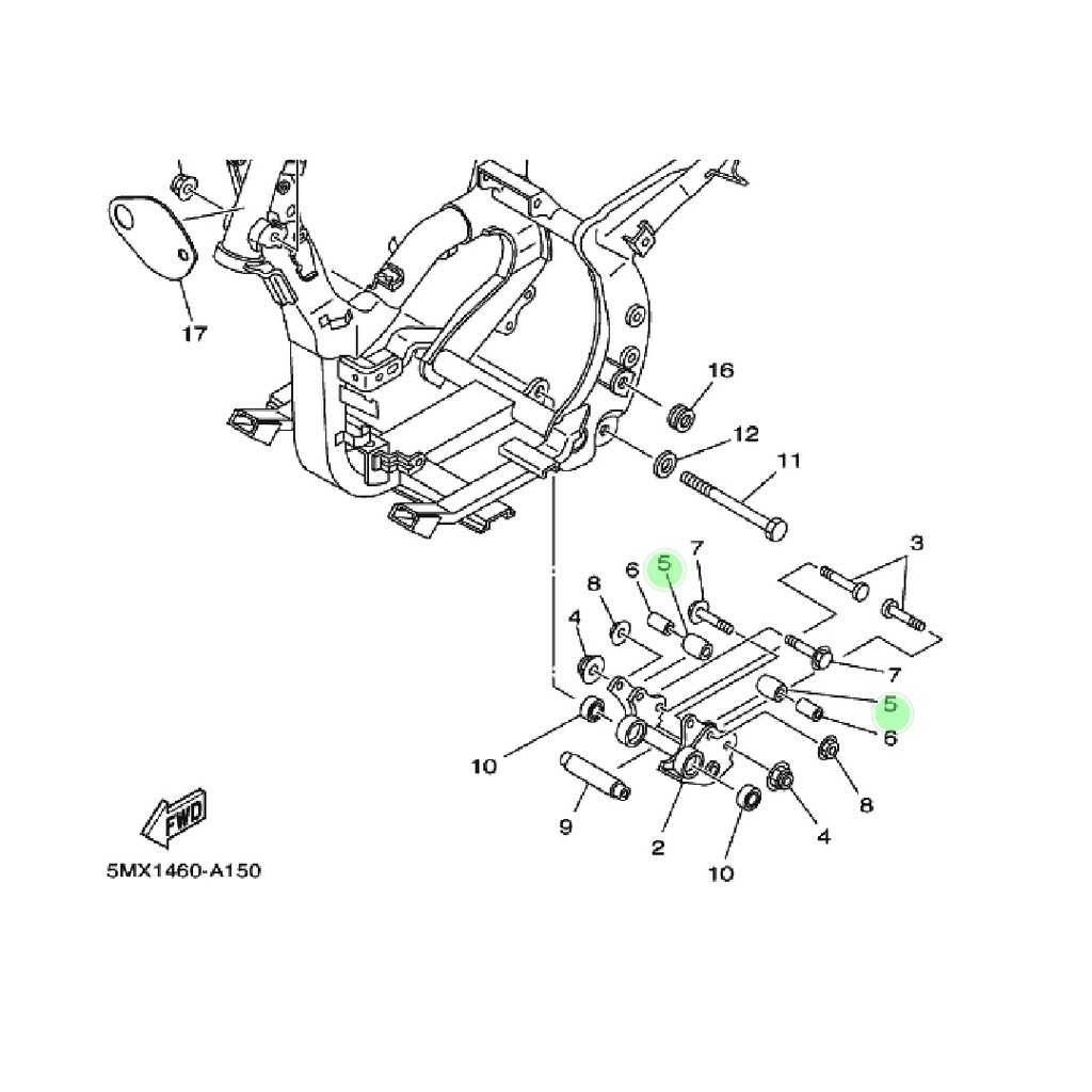 KARET STOPPER MAIN STAND MOUNTING AYUNAN MESIN 1 PCS MIO SPORTY SOUL FINO KARBU NOUVO 5MX-F7114-00