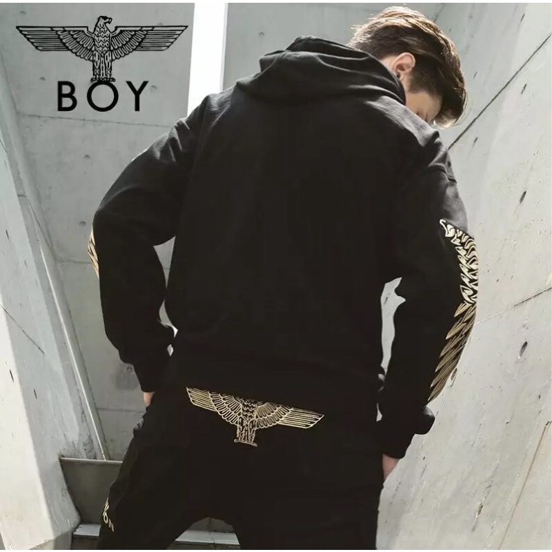 BOY17 SWEATER HOODIE BOY LONDON BORDIR WINGS GOLD IMPORT PRIA WANITA ASIA EROPA KOREA BIG SIZE