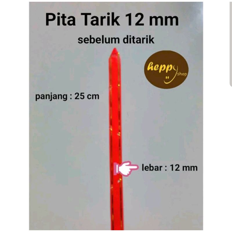 Pita tarik 12mm pita serut pita kado pita balon