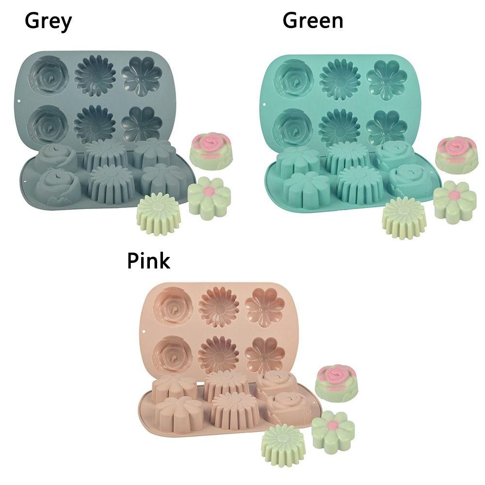 Solighter 3D Bunga Jelly Dome Baking Muffin Cup Cetakan Sabun Moon Cake Cetakan Kue Coklat