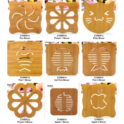 Tatakan Alas Piring Gelas Panci Bahan Kayu Anti Panas Lucu &amp; Murmer