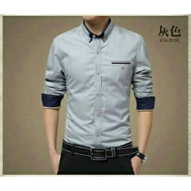 Kemeja Pria KARSSON / Bahan Katun / Lengan Panjang / Kemeja Polos [ Size M L XL ]