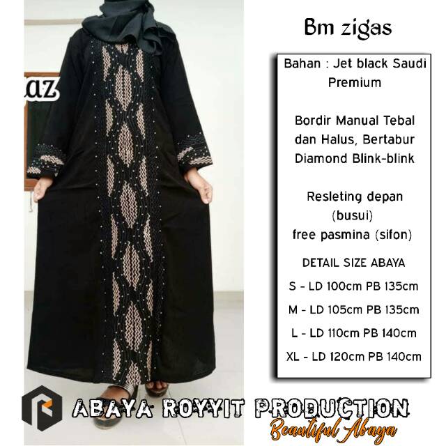 New Abaya Gamis Jubah Maxi Dress Arab Saudi Bordir Zephy Turki Umroh Dubai Turkey India Wanita Hitam