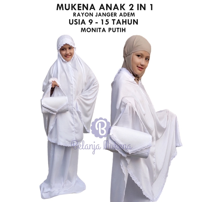 Mukena Travel Anak Tanggung Umur 9 10 11 12 13 14 15 Tahun Rayon Janger Adem Mukenah 2in1 SD SMP Usi