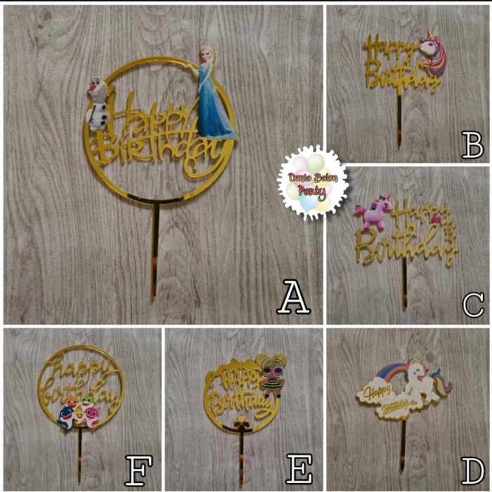 Cake Topper Happy Birthday / Tusukan Hiasan Kue Acrylic Motif