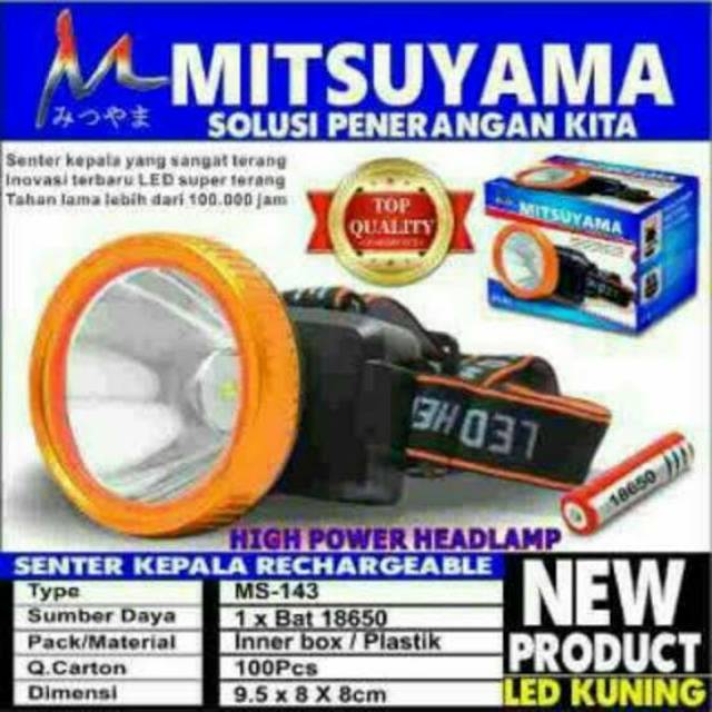 Senter Kepala Headlamp - cahaya kuning MS-143 MITSUYAMA