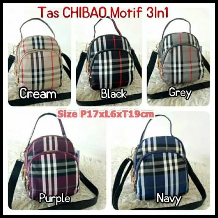 Cb0828 Tas Wanita Import Chibao Motif 3In1 - Ungu