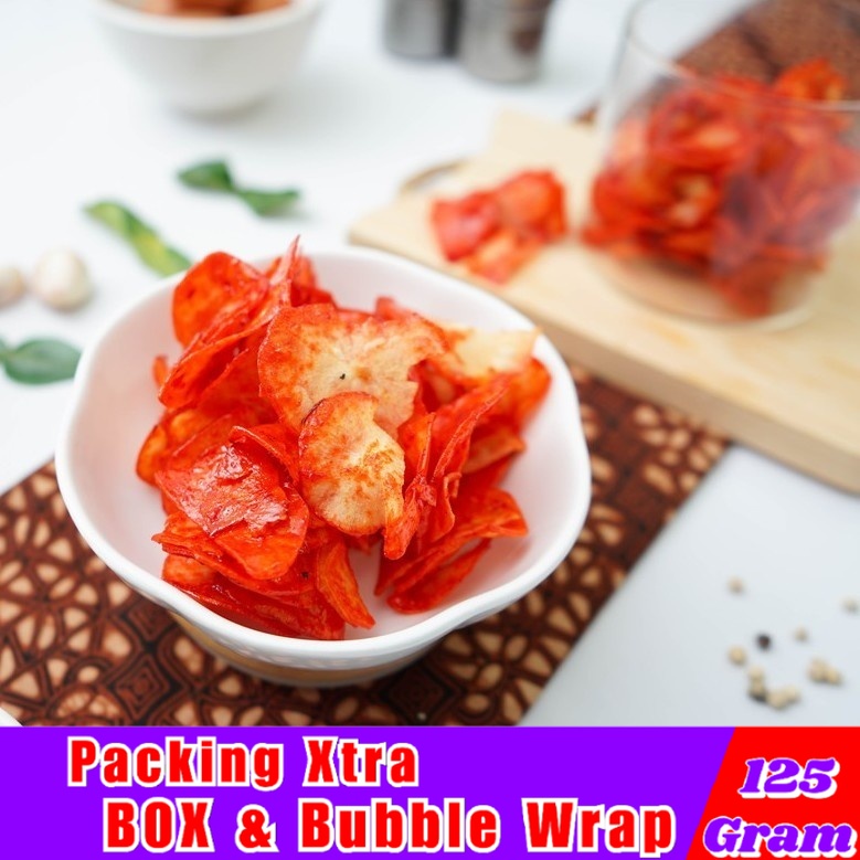 

jajanan Keripik Singkong Sanjay Pedas Manis 125gr / Keripik Singkong Lengket Yakin Empuk - Hufaida Snack