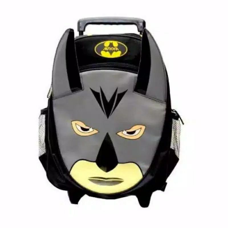 tas koper anak laki laki / tas karakter Batman &amp; Dinosaurus Tirex / tas troli anak sekolah / tas roda dorong trolley ransel