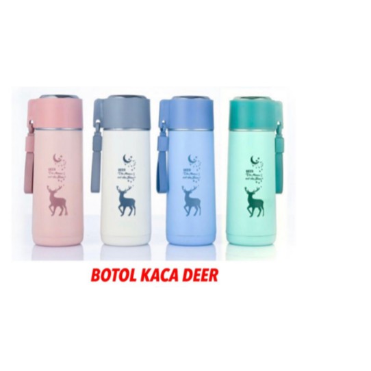 BOTOL KACA DEER ISI 450ML / BOTOL KACA MOTIF RUSA