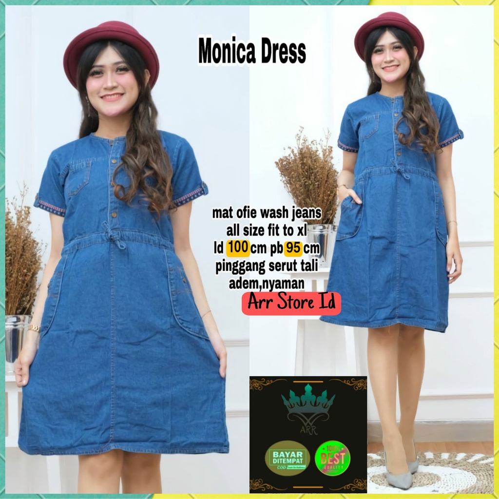 Baju Atasan Tunik Jeans Denim Wanita Terbaru 2021 Busui Kekinian Polos Kasual Premium Ld 100 P 95 Monica Dress Allsize