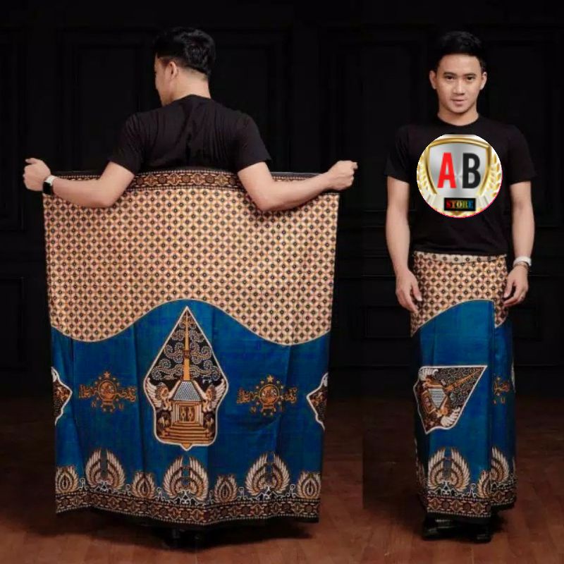 NEW GUNUNGAN BIRU / BLUE SARUNG KANG SANTRI | SARUNG BATIK MOTIF | SARUNG PRIA DEWASA | AKSARA JAWA 