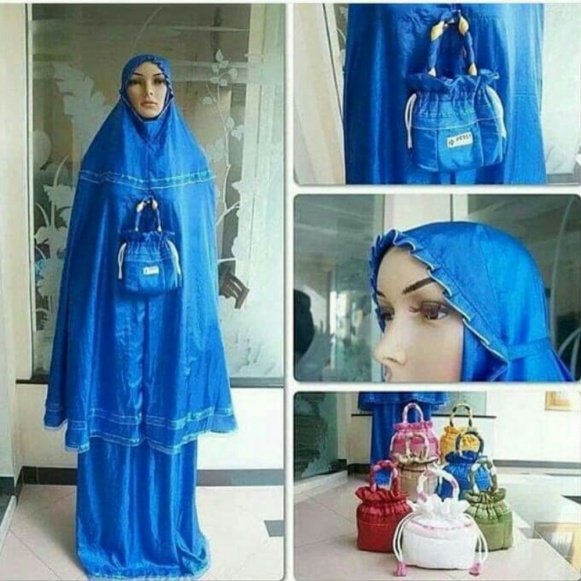 Mukena Loufie Jumbo Parasut Travel BIG SIZE - Mukena Ikat Kepala - Putih Diskon