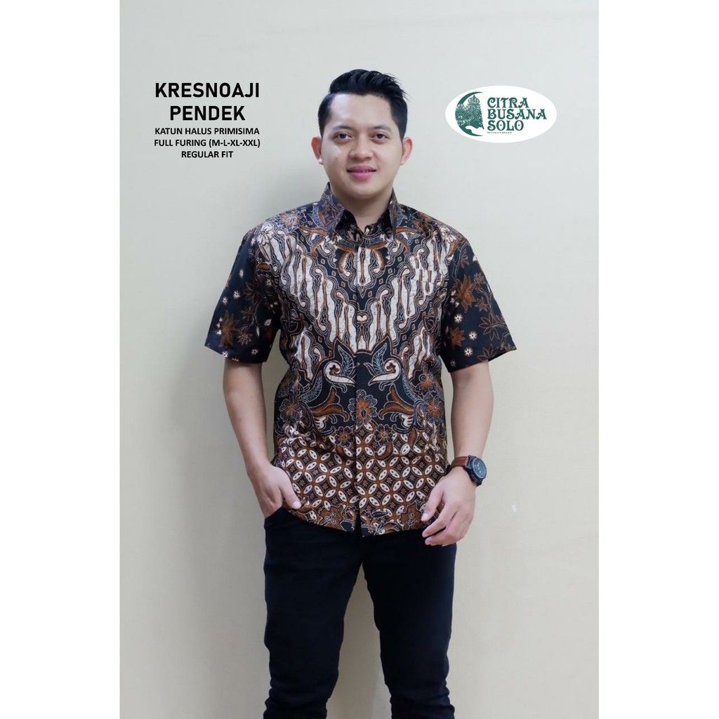 KRESNOAJI PENDEK Kemeja Batik Pria Full Furing Bahan Katun Primisima